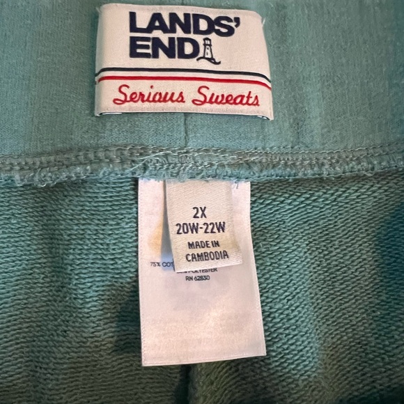 Lands’ End Serious Sweats Ankle Sweatpants Women's Plus Size 2X Teal Loungewear - Picture 2 of 7